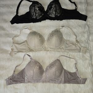 Elegant Lace Women's Bra Set - Black, Cream, Tan